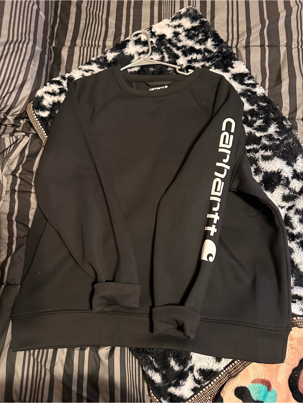 Carhartt Black Crewneck Sweatshirt with White Sleeve Logo Script